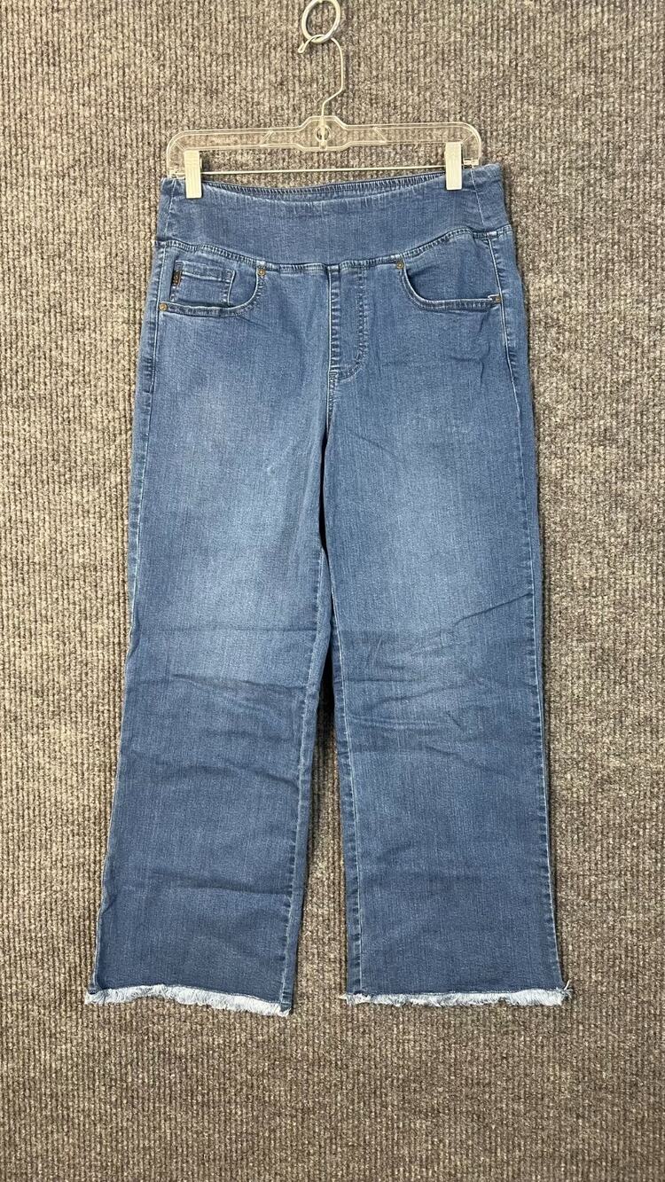 Belle Kim Gravel Jeans Womens 10 Tall Blue Medium Wash Cropped High Rise Denim